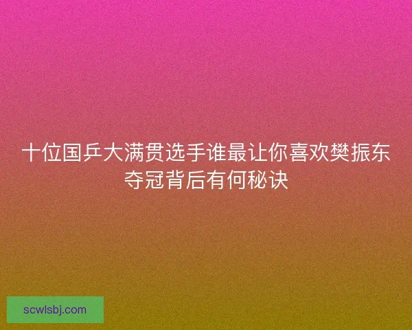 十位国乒大满贯选手谁最让你喜欢樊振东夺冠背后有何秘诀